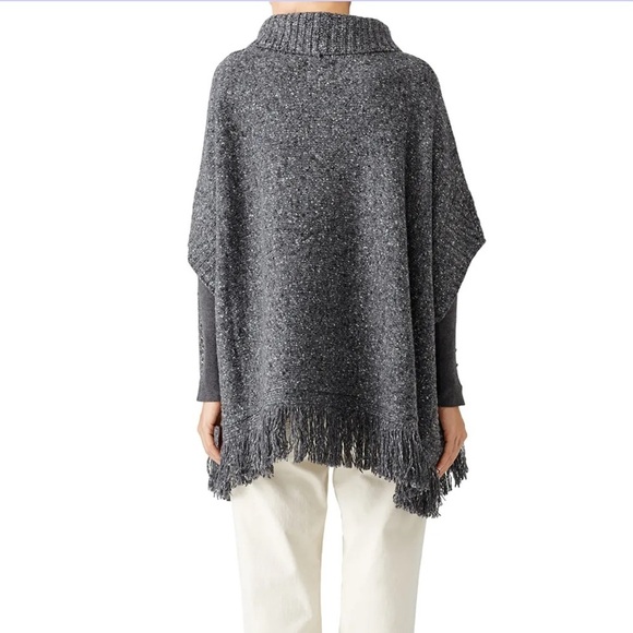 Joie Wool Blend Grey Hatice Fringe Poncho Sweater Size XS/S - Picture 2 of 13